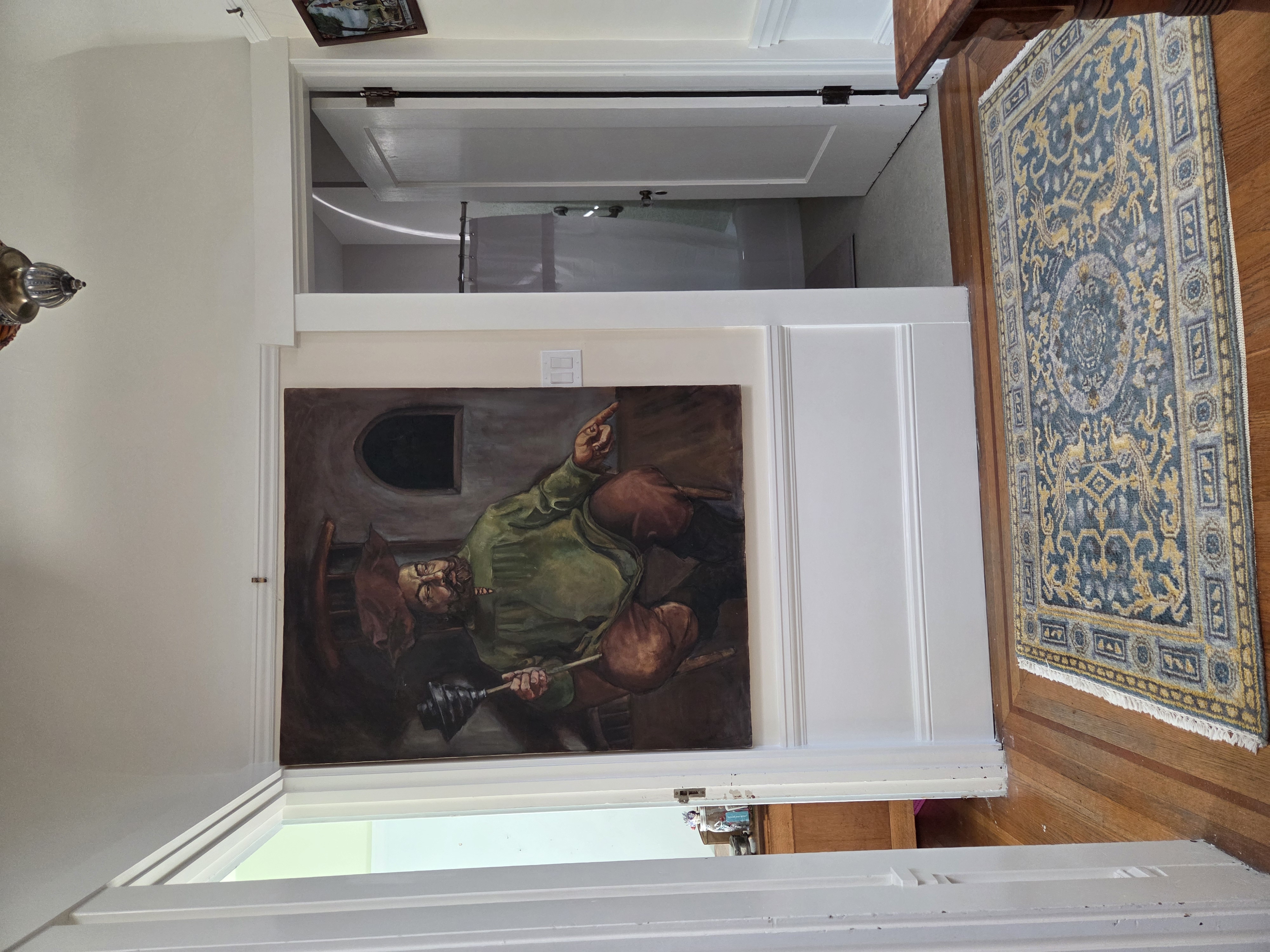 Renovated bathroom entry with unified layout and hardwood landing in Richmond District San Francisco