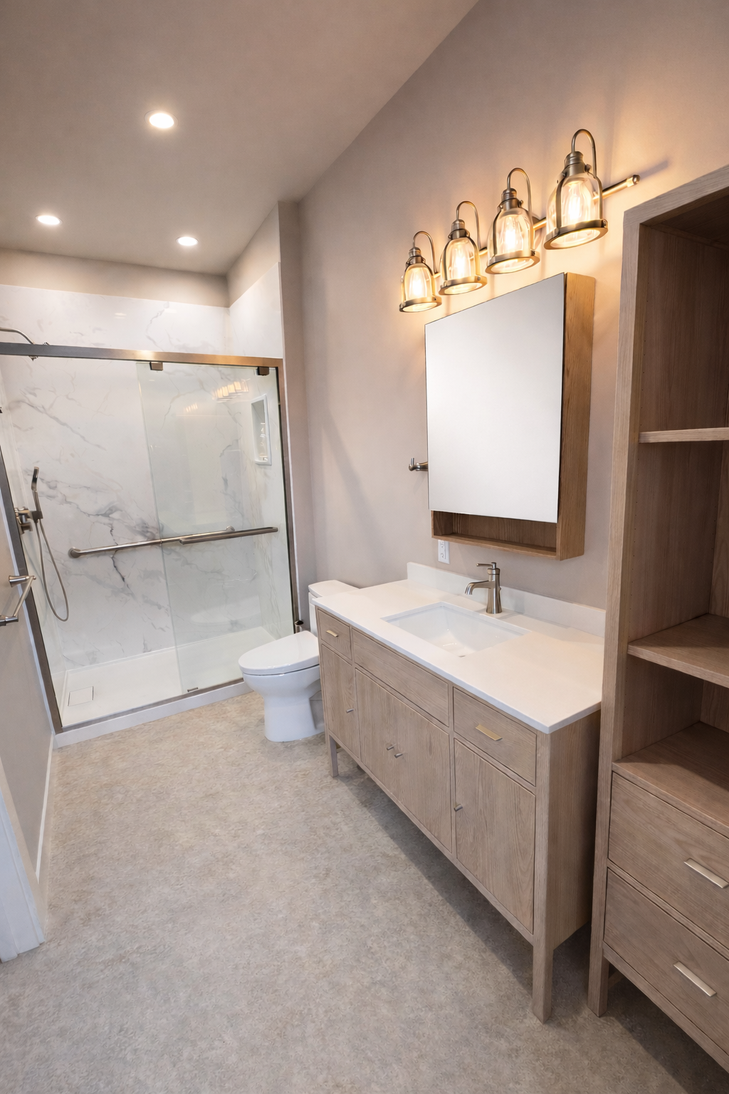 New master bathroom built from a former closet in Richmond District San Francisco