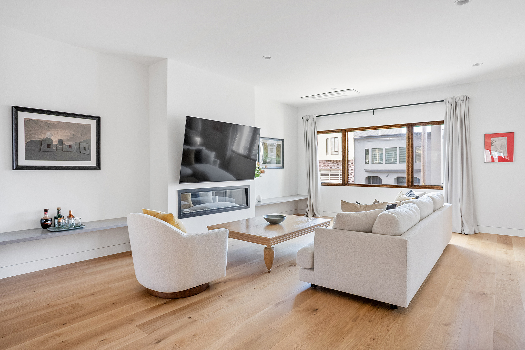 Living room seating area Richmond District San Francisco home renovation