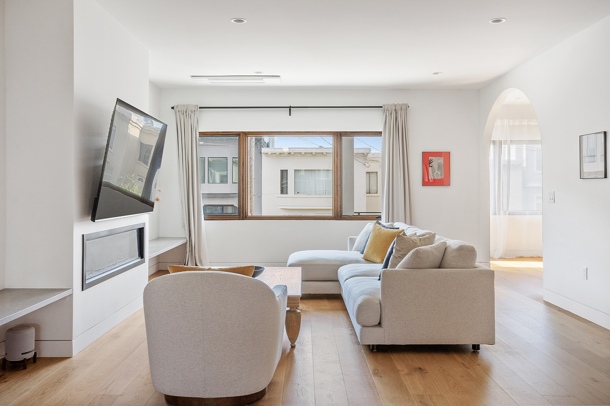 Living space archway Richmond District San Francisco renovation