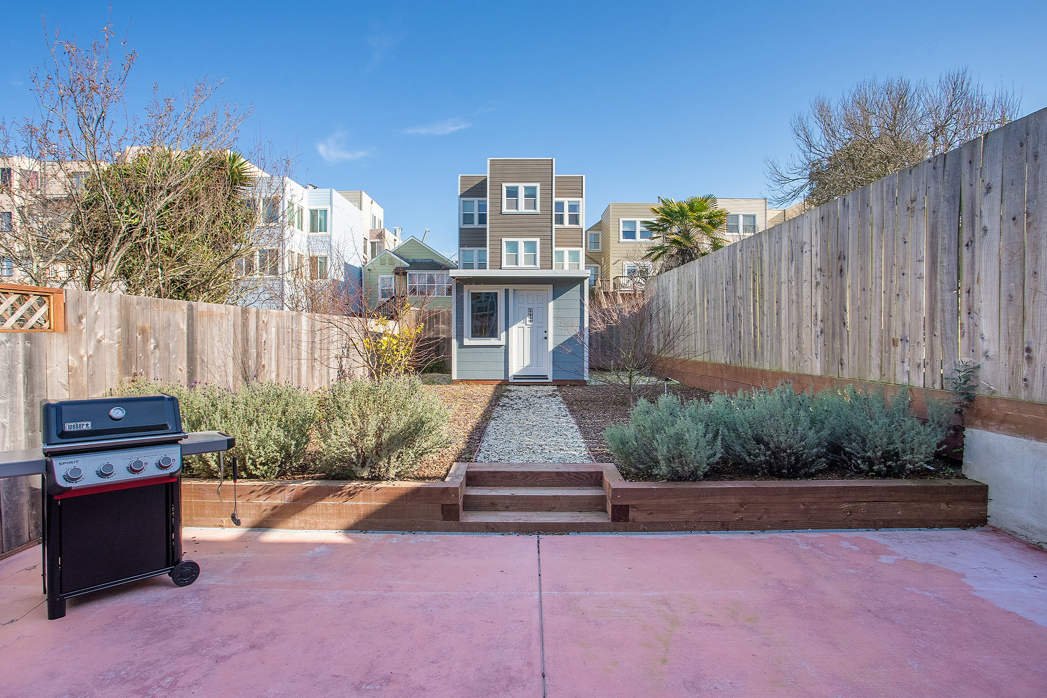 Outdoor entertaining patio Richmond District San Francisco house remodel